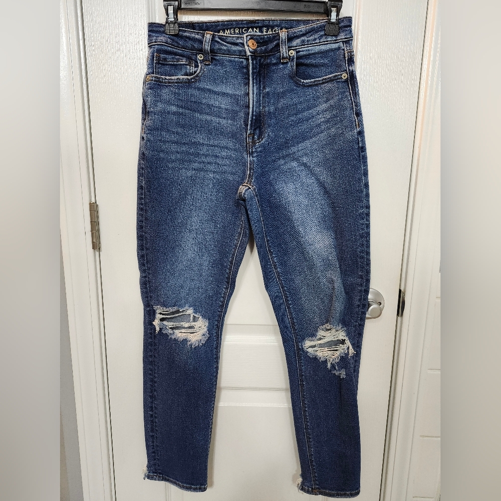 Womens Distressed Mom Jeans